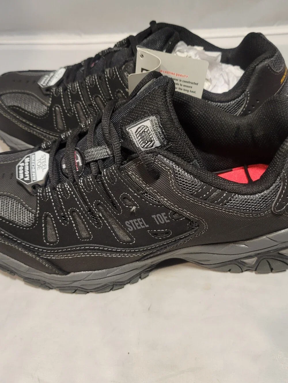 Men's 11 Skechers Steel Toe Shoes Work Cankton 77055/BKCC Black …F4